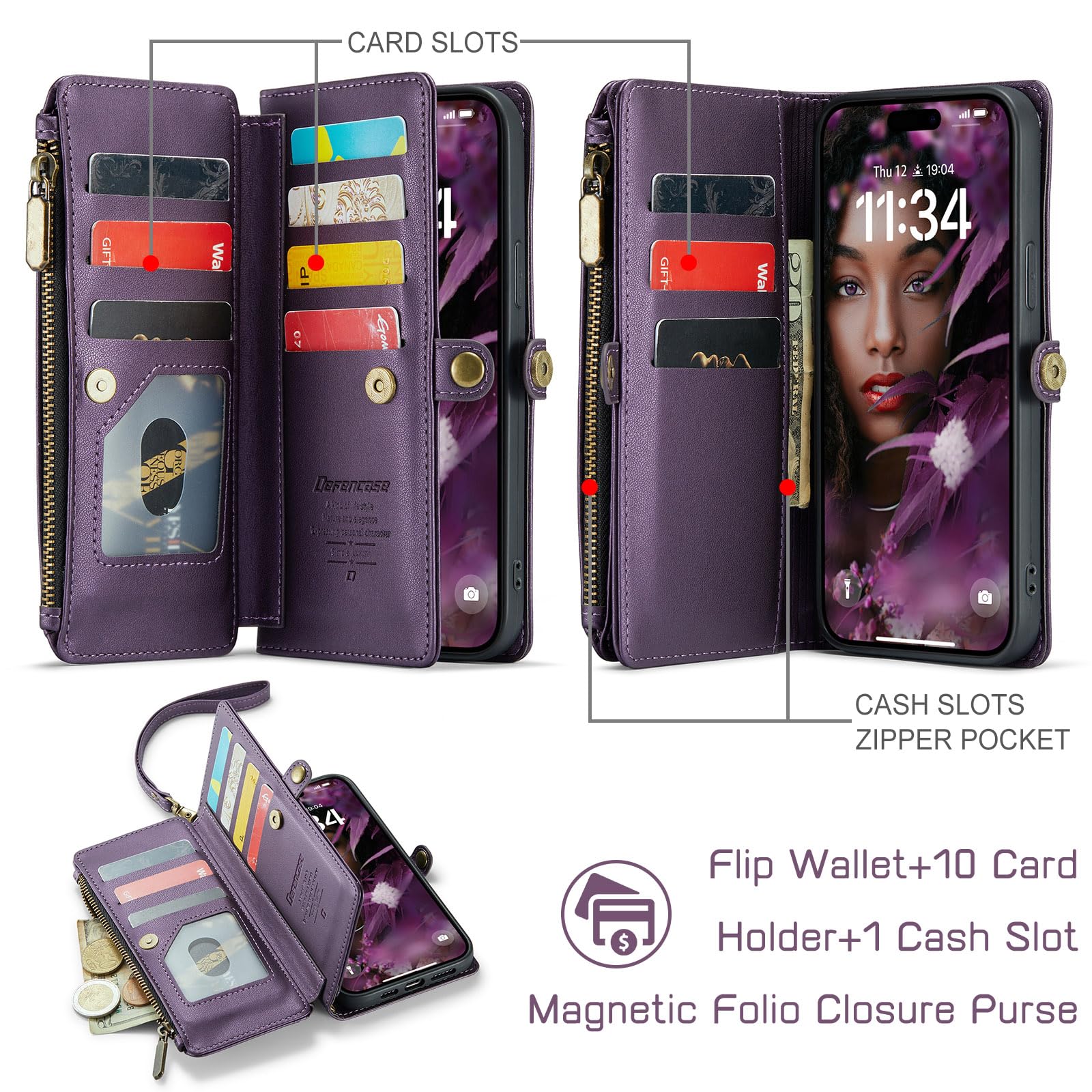 Amazon.com: Defencase for iPhone 15 Plus Wallet Case with RFID